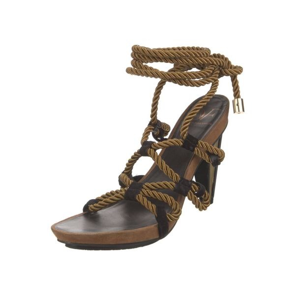 DVF Diane Von Furstenberg Gold rope tie gladiator Heels size US 6