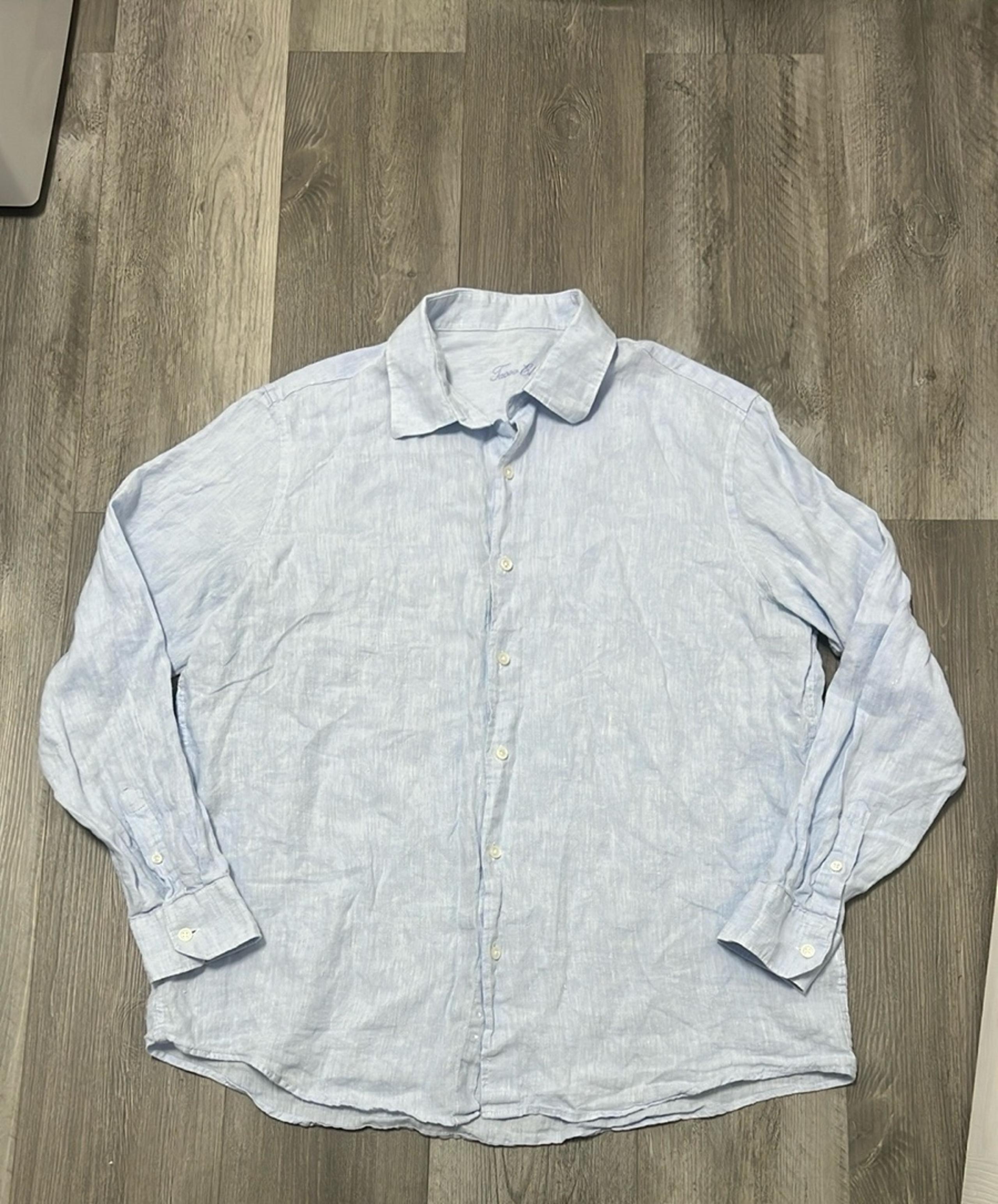 Tasso Elba 100% Linen Men's button down shirt/ light blue/ size XL