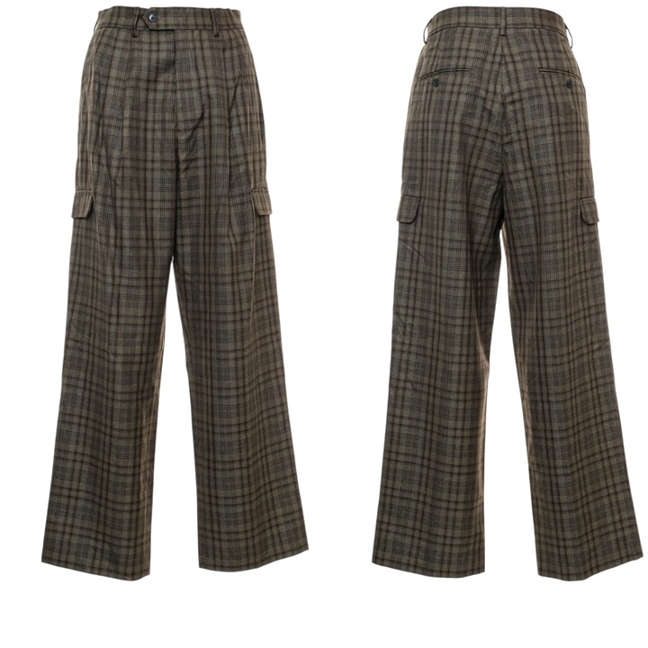 Asos Pleated Wide Leg Plaid Cargo Pants Mens Size 31x32 Streetwear Grunge Edgy
