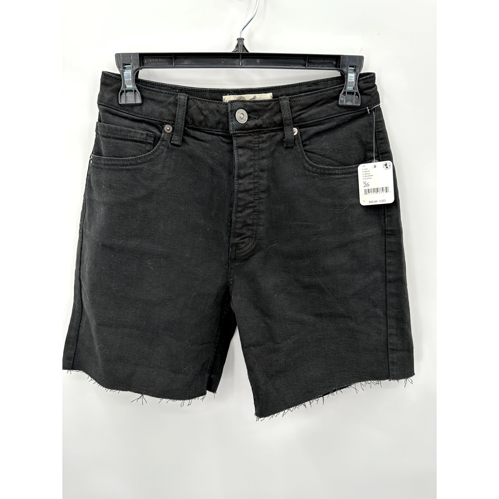 FREE PEOPLE NWT Black Denim Raw Hem Cut Off Shorts // 26