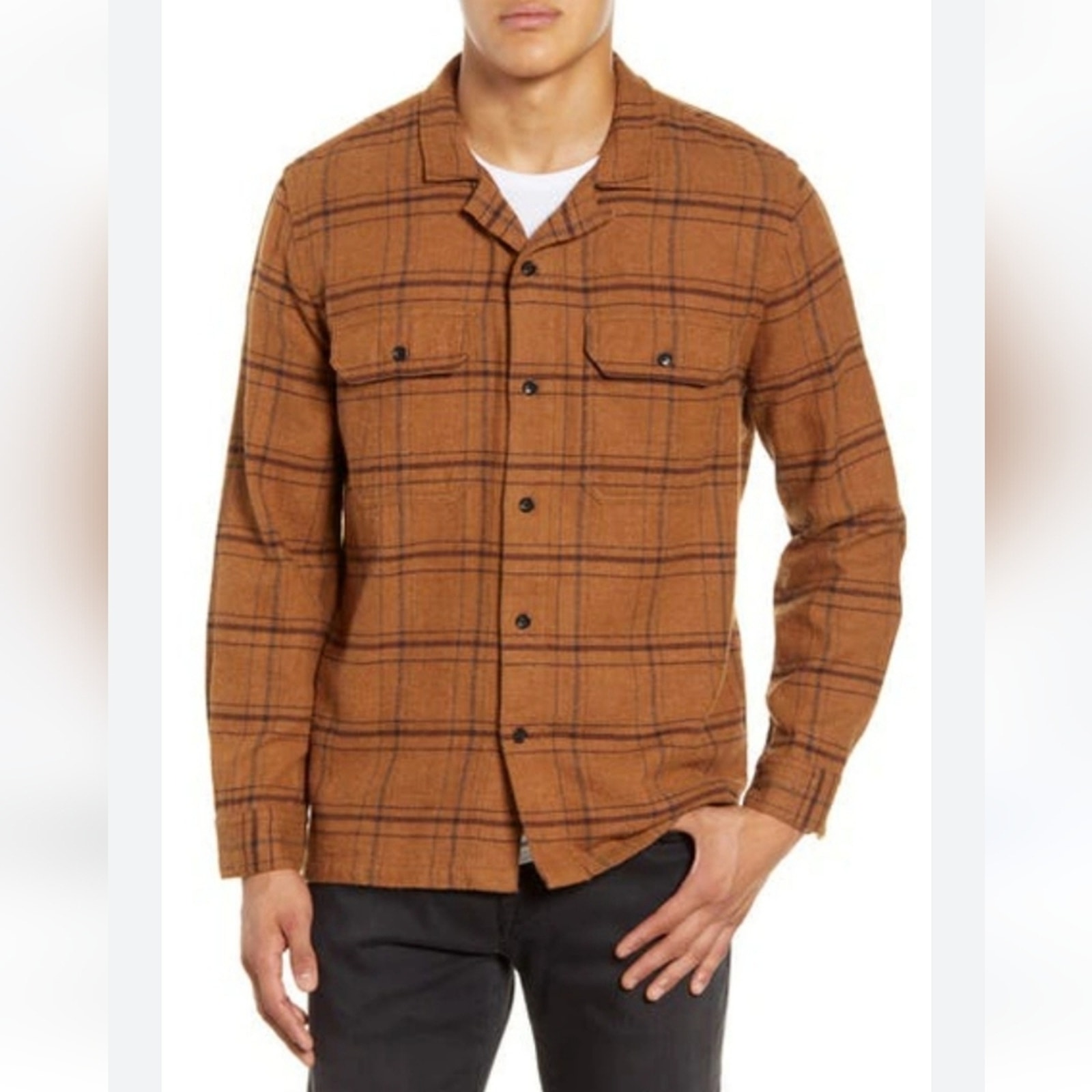 BLDWN Guetes Button Down Shirt Rust Plaid Men’s Sz Medium