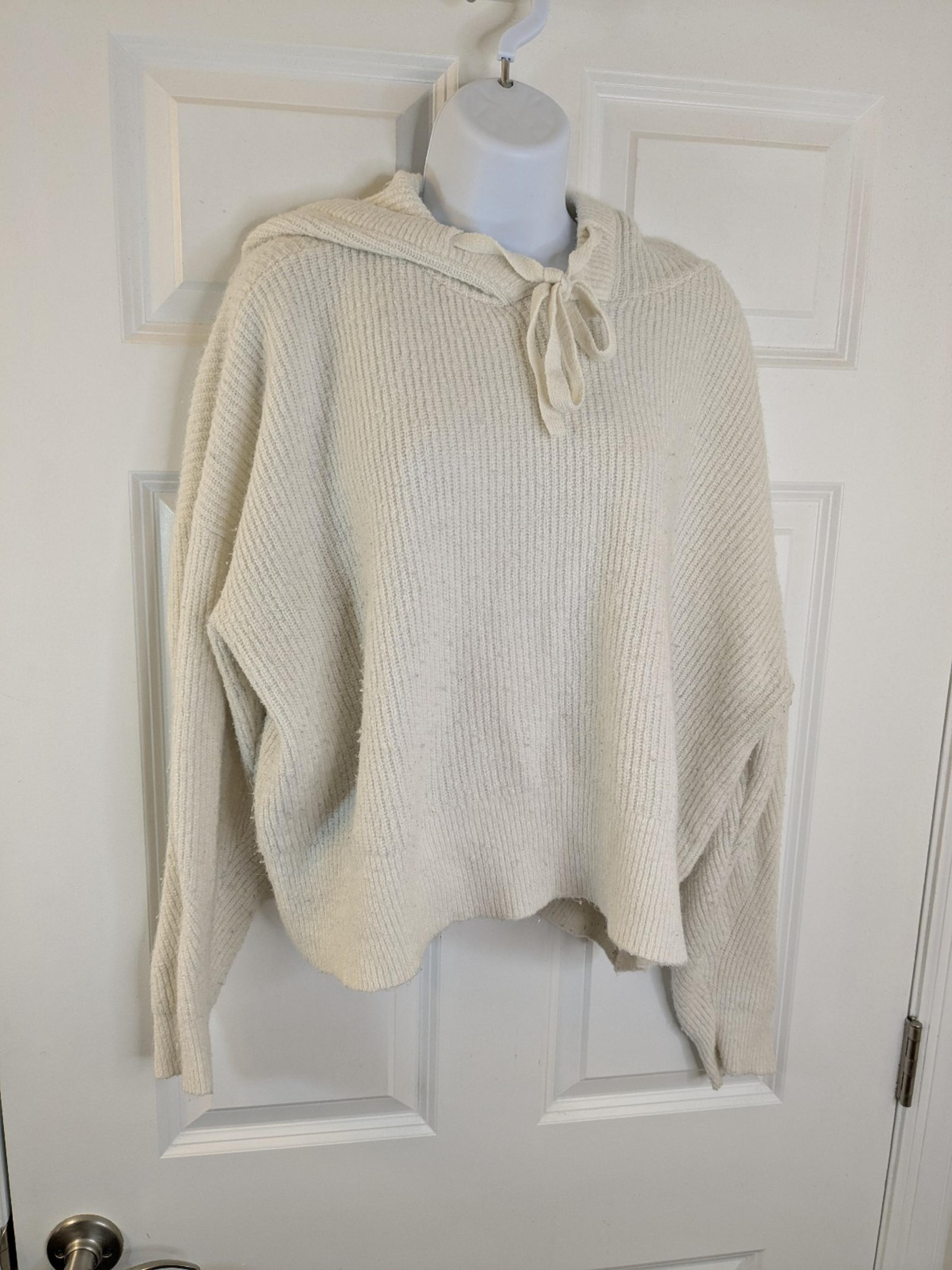 Lucky Brand, Women's, Ribbed, Hooded, Cropped, Sweater, Size XL