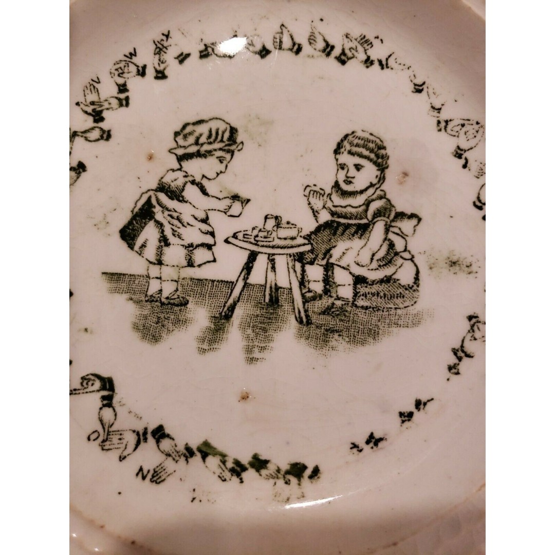Antique SIGN LANGUAGE H.Aynsley Alphabet ABC Children's Tea Plate Alphabet