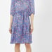 Gerard Darel Dresses | Women Sun Blue Floral Print Henley Midi Dress Blue Sz 38