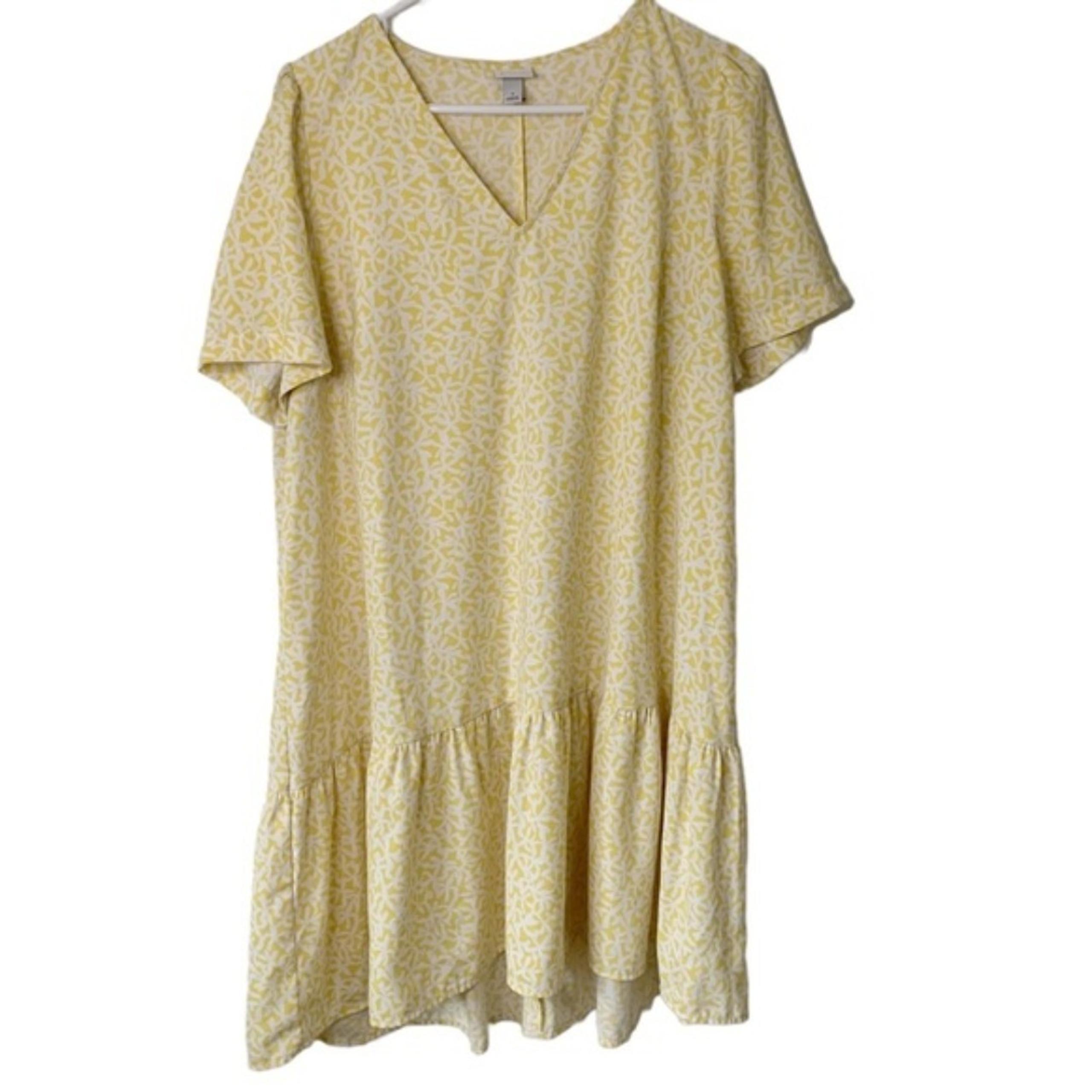 A New Day Yellow Short Sleeve Knee Length Dress Size L Women