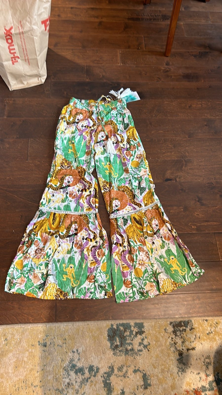 True Destinations Resort Wear Flare Pants Beach Coverup Safari Animals sz XS New