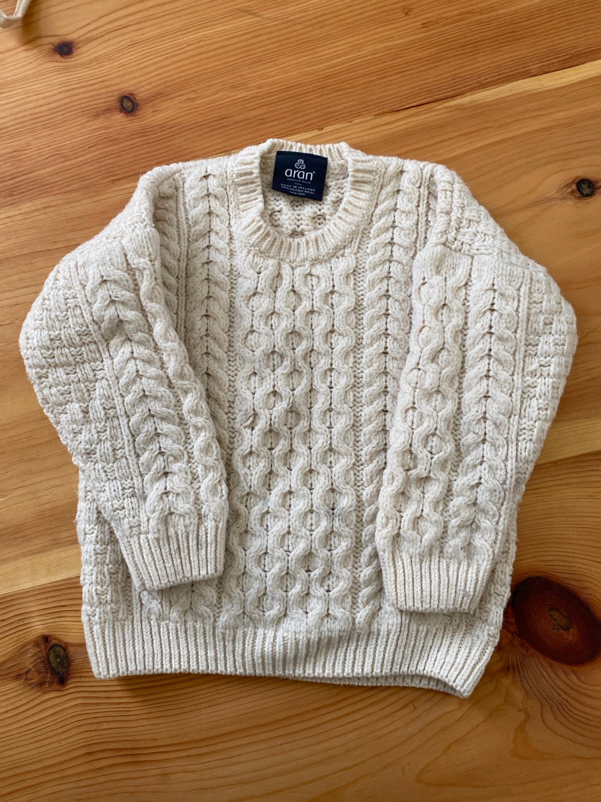 Aran merino wool kids sweater size 8yo
