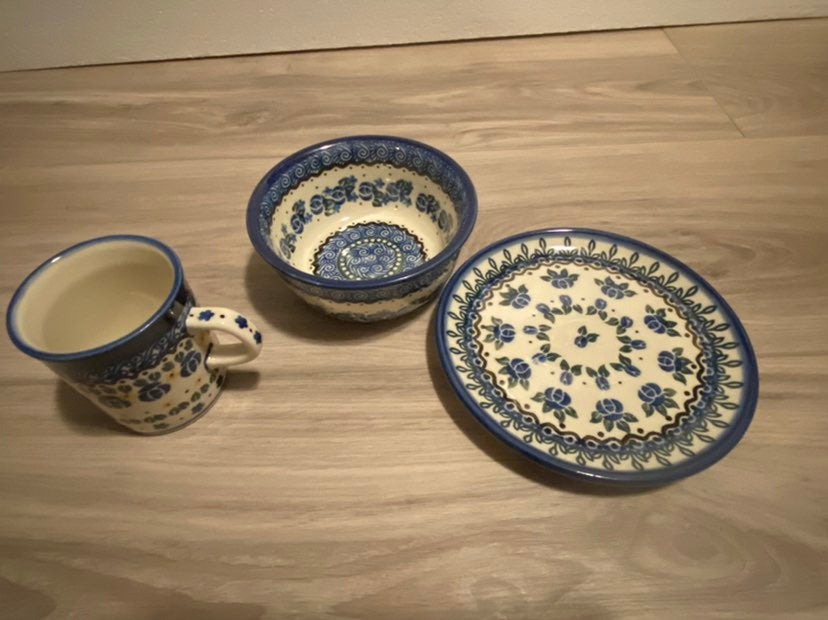 ceramic bowl, saucer, and cup