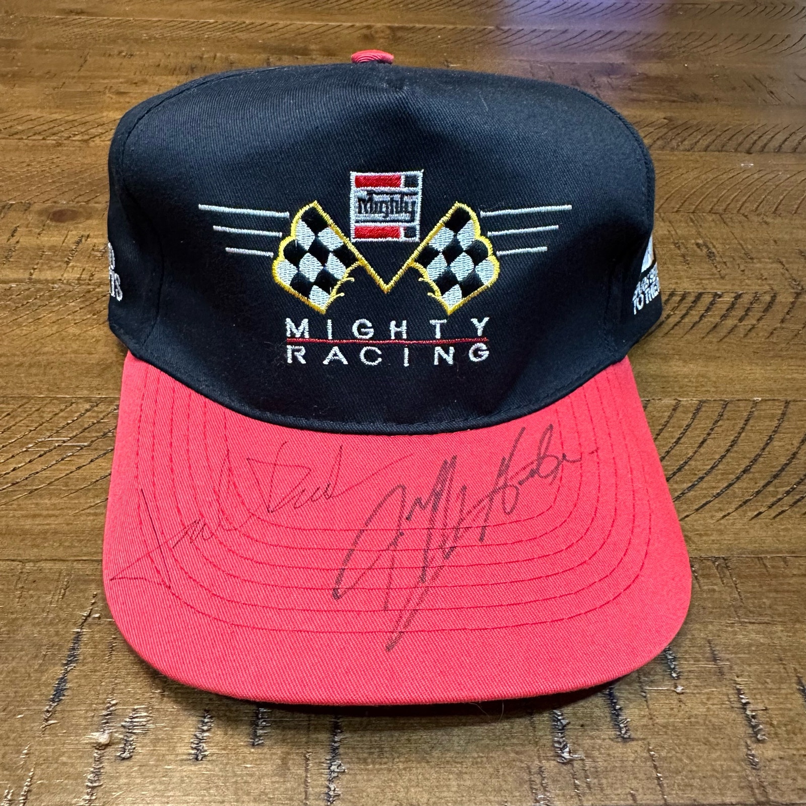 Vintage NASCAR Mighty Auto Parts Racing Autographed Snapback - Big Stitched Logo