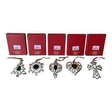 Lenox 5 Piece Bejeweled Silverplate Ornament Set NIB