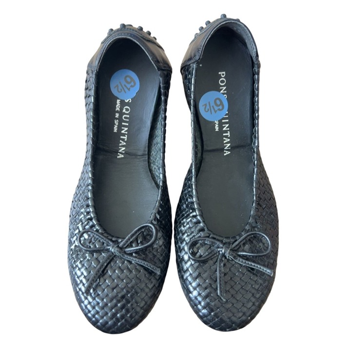 Pons Quintana black woven ballet flats with bow size 6.5