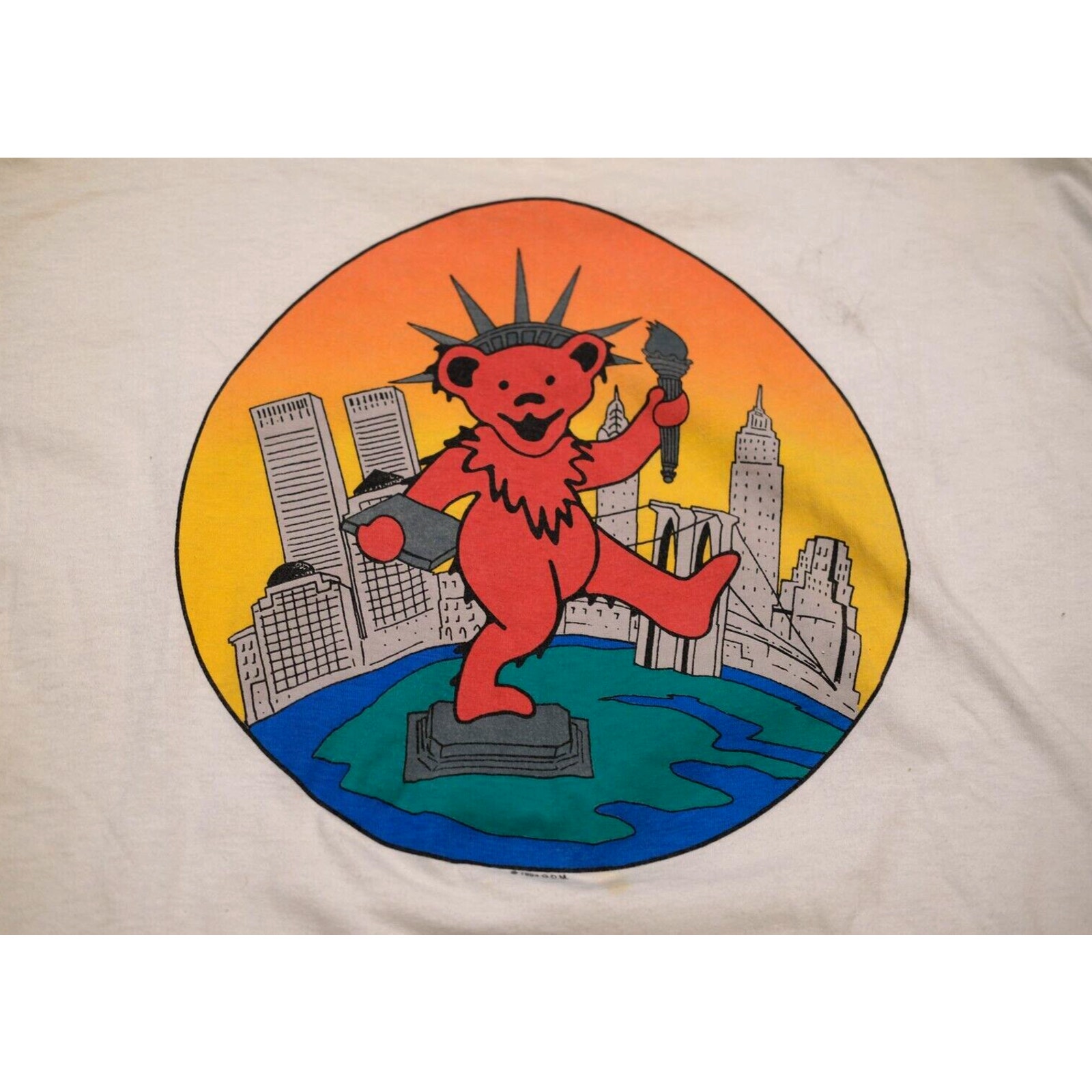 Vintage 90s Hanes Grateful Dead Statue Liberty T-Shirt XL Mens White Music