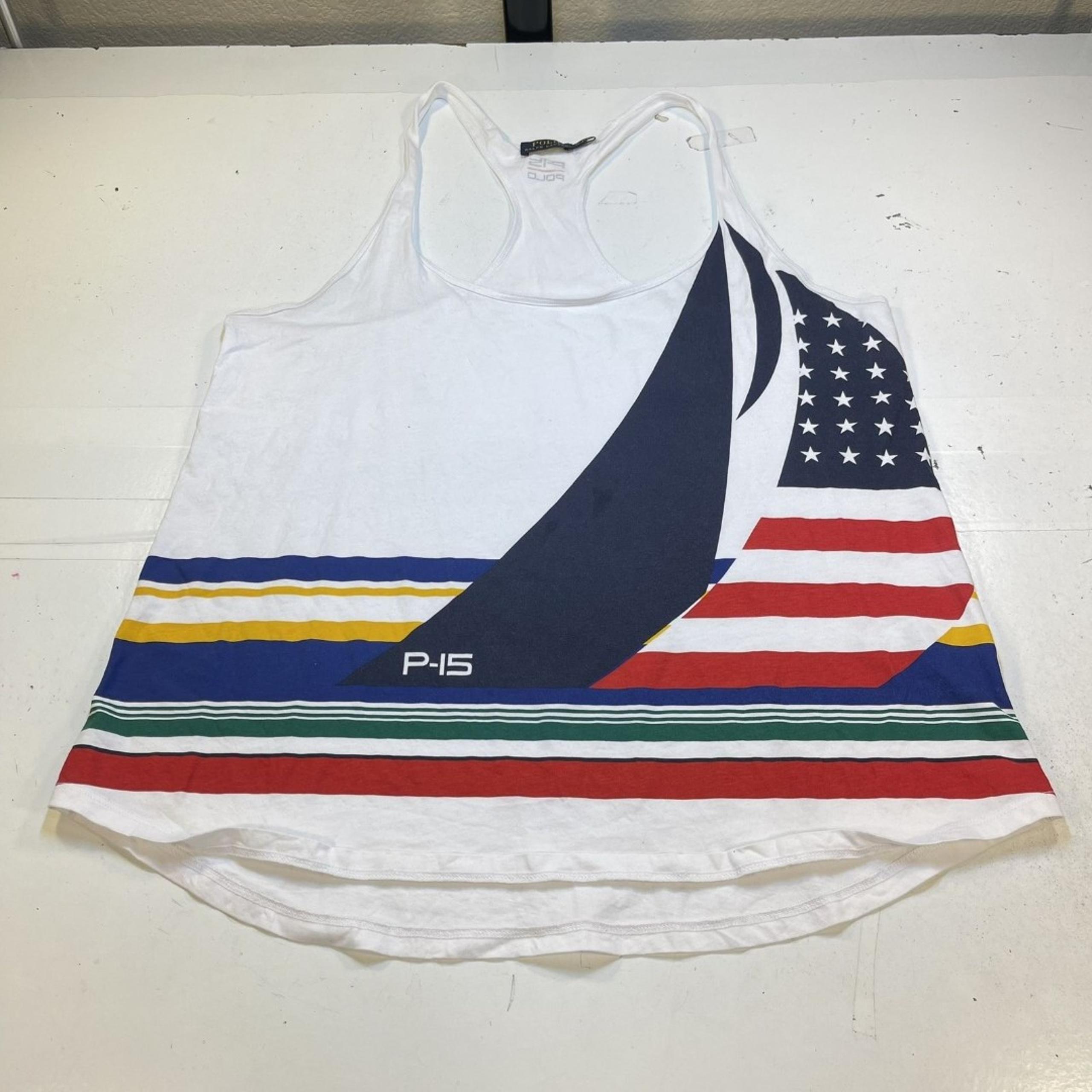RALPH LAUREN POLO P-15 USA SAIL TEAM BOAT SAILING TANK TOP T SHIRT Womens XL