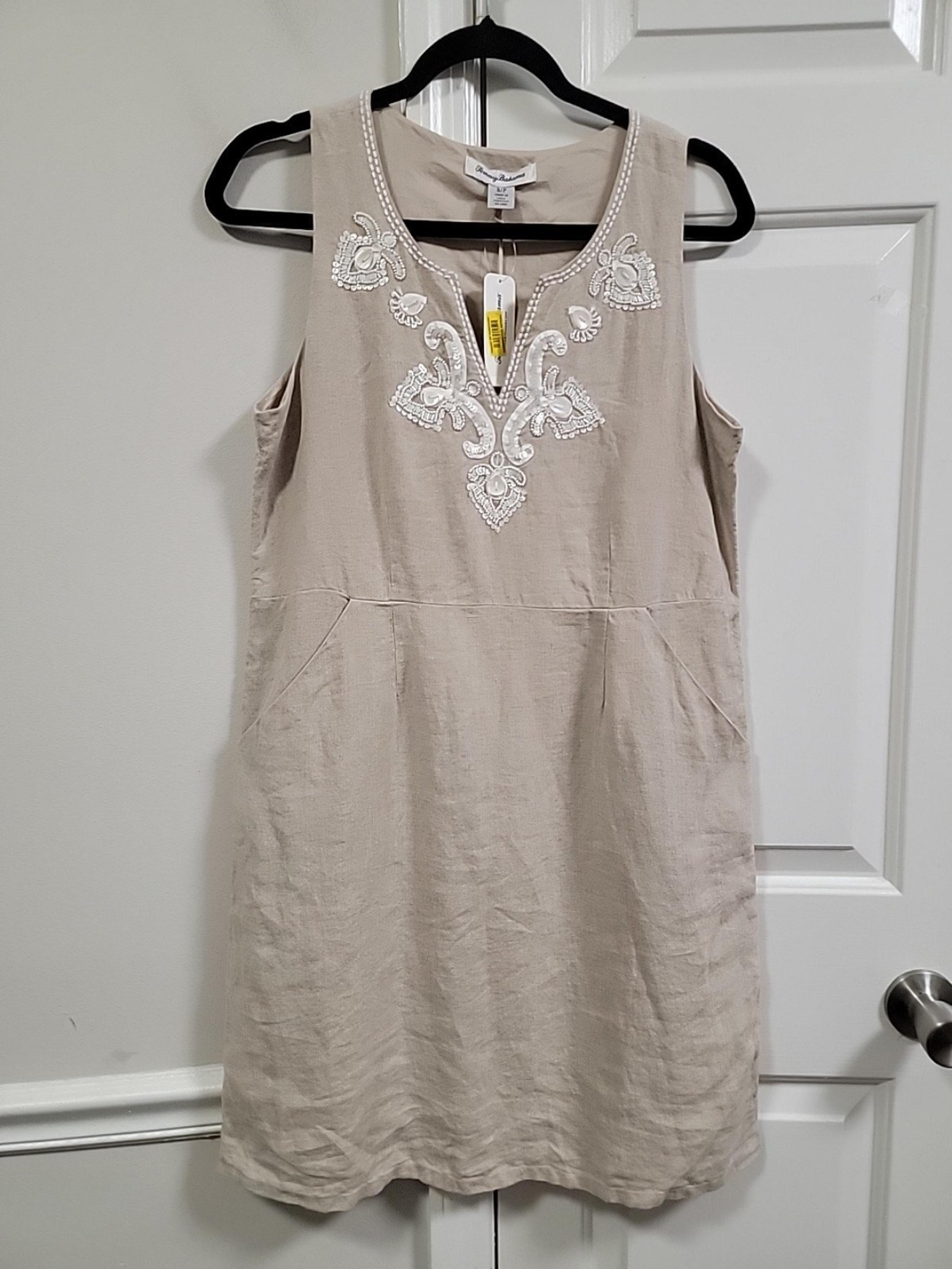 Tommy Bahama 2 Palms Women Linen Sleeveless Shell  MiniDress SzS Vacation Resort