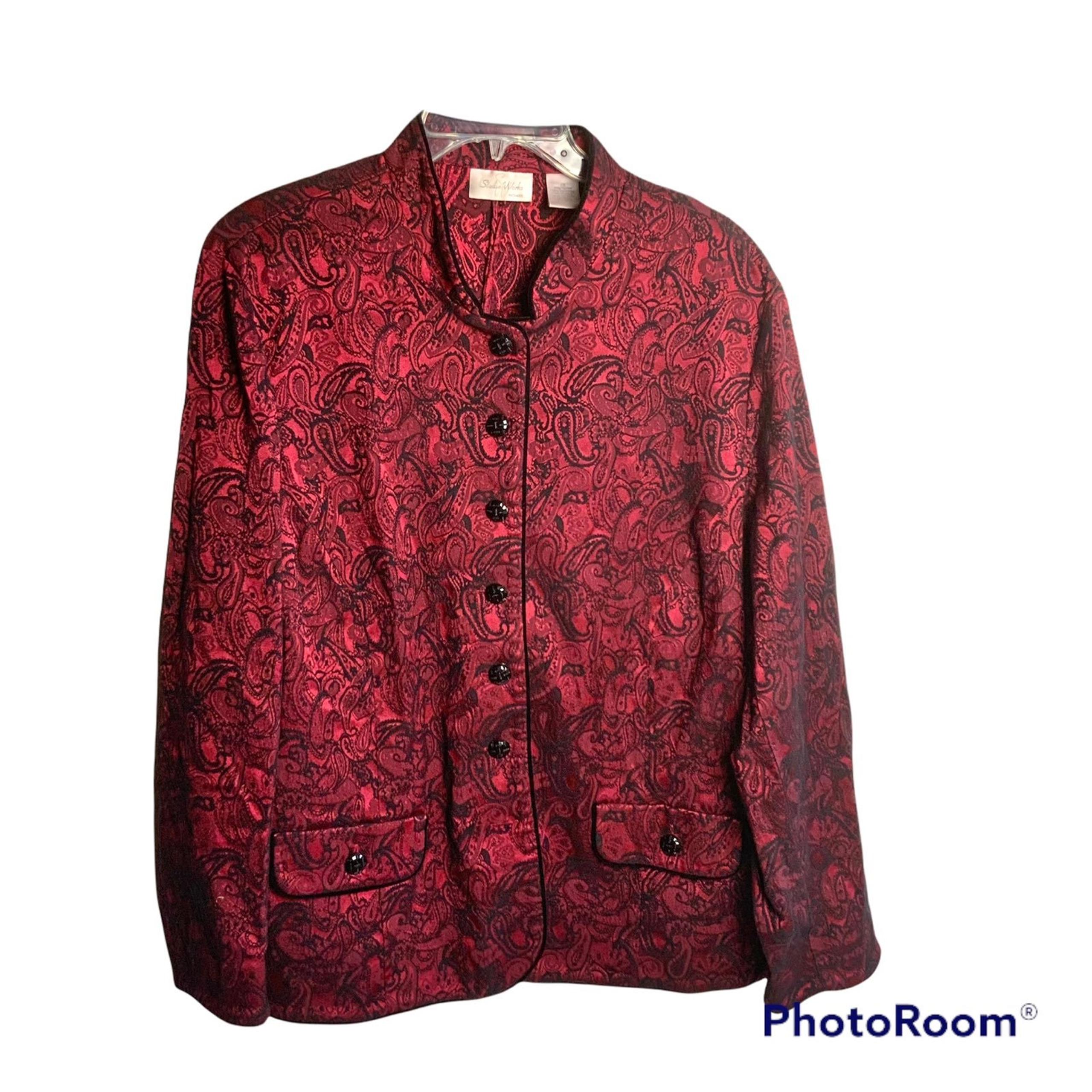 Studio Works Red Black Paisley Blazer 2X