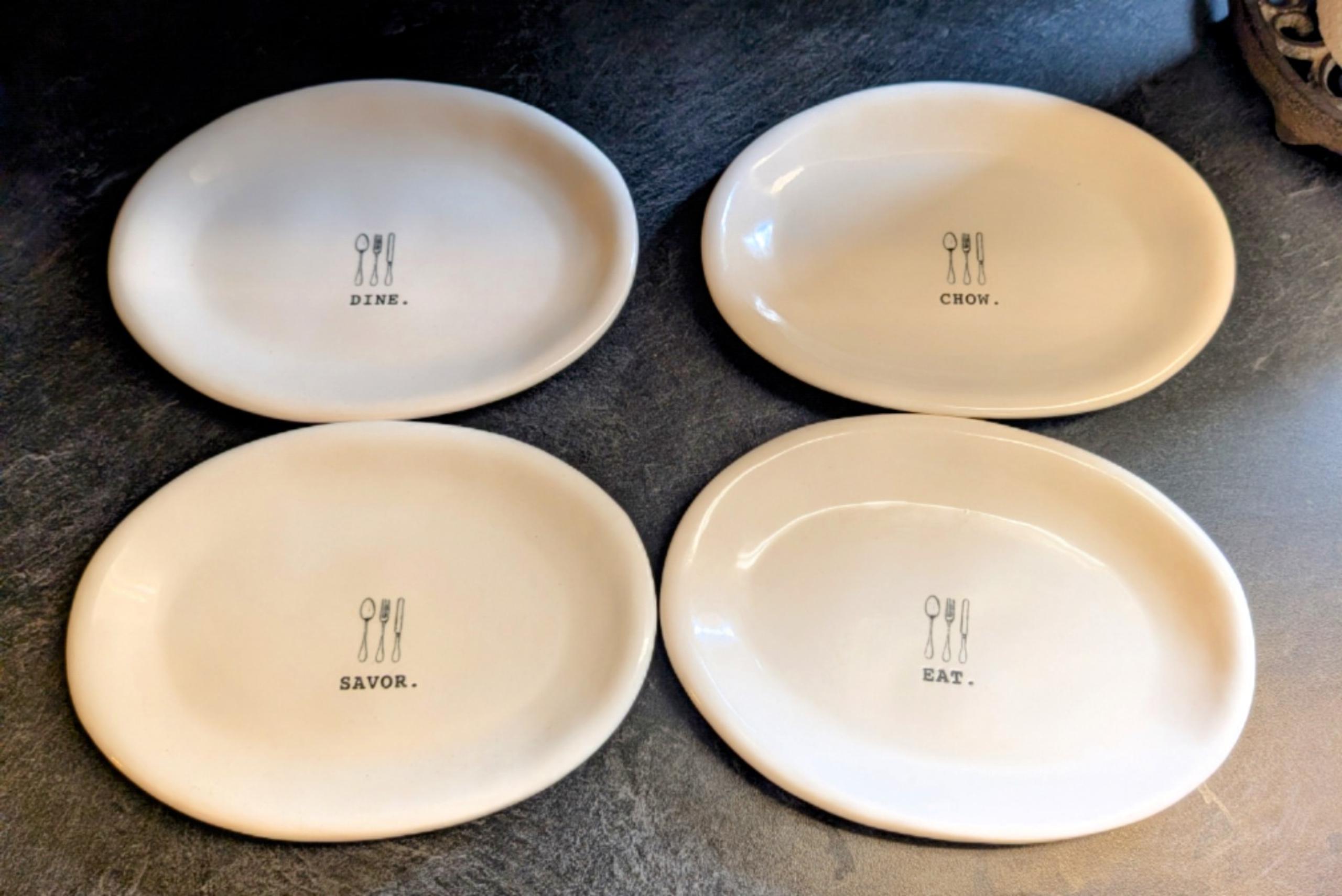 Rae Dunn oval appetizer plates, never used!