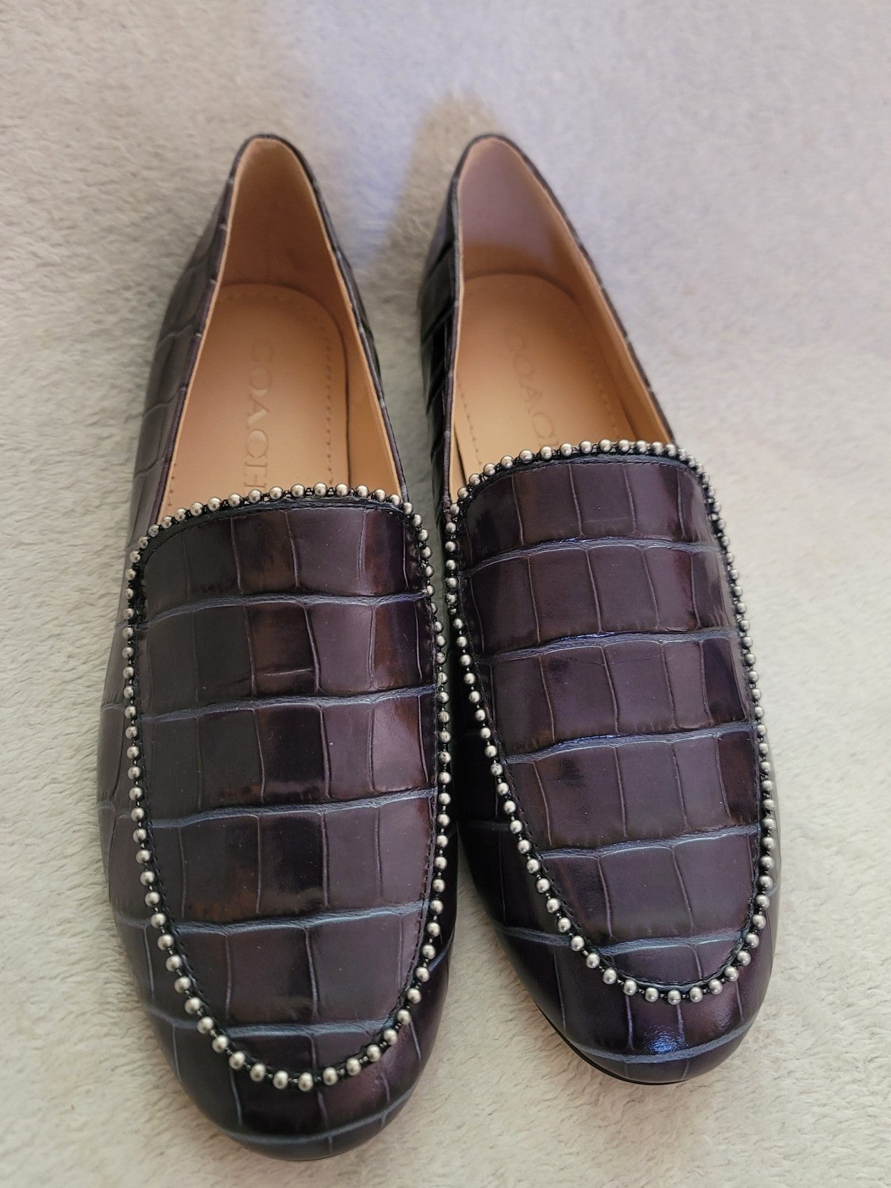 Coach Harper Loafer crocodile-embossed leather upper