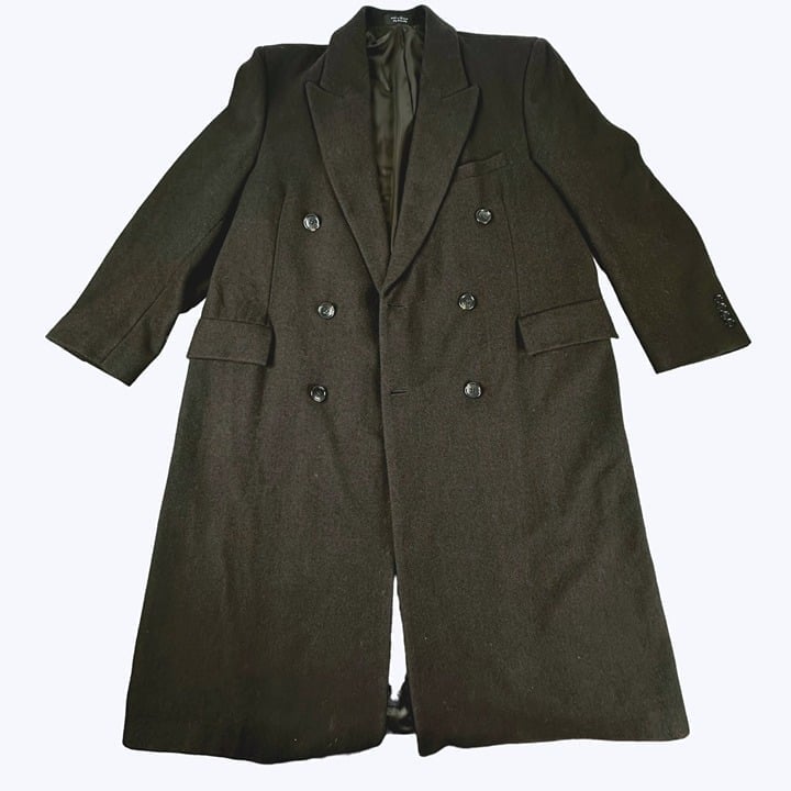 Ralph Lauren Chaps Men's Overcoat Size 44 Regular Dark Brown Wool