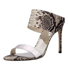 STUART WEITZMAN Python Embossed Leather Open Toe Stiletto Heels Size 9M