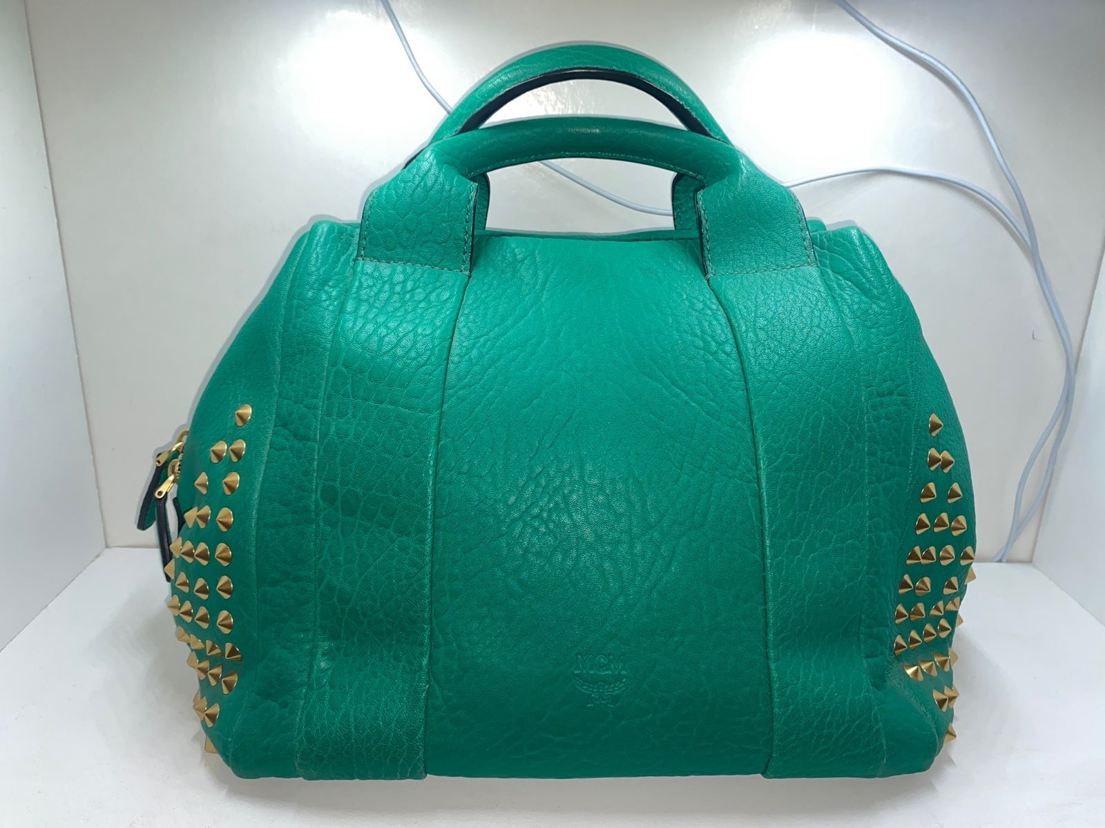 Mcm studded keana leather handbag