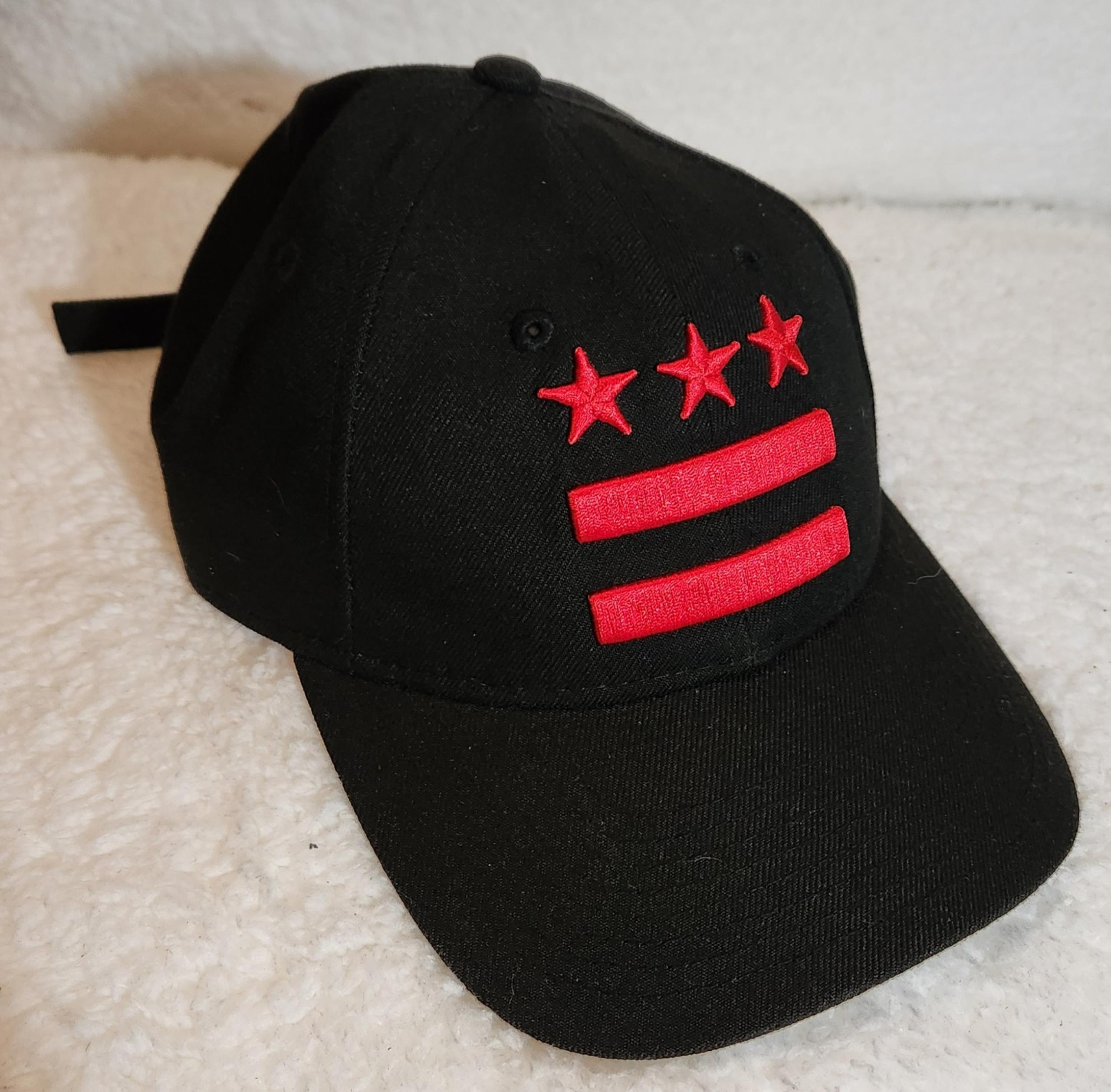 Washington DC Flag Embroidered Baseball Cap Black