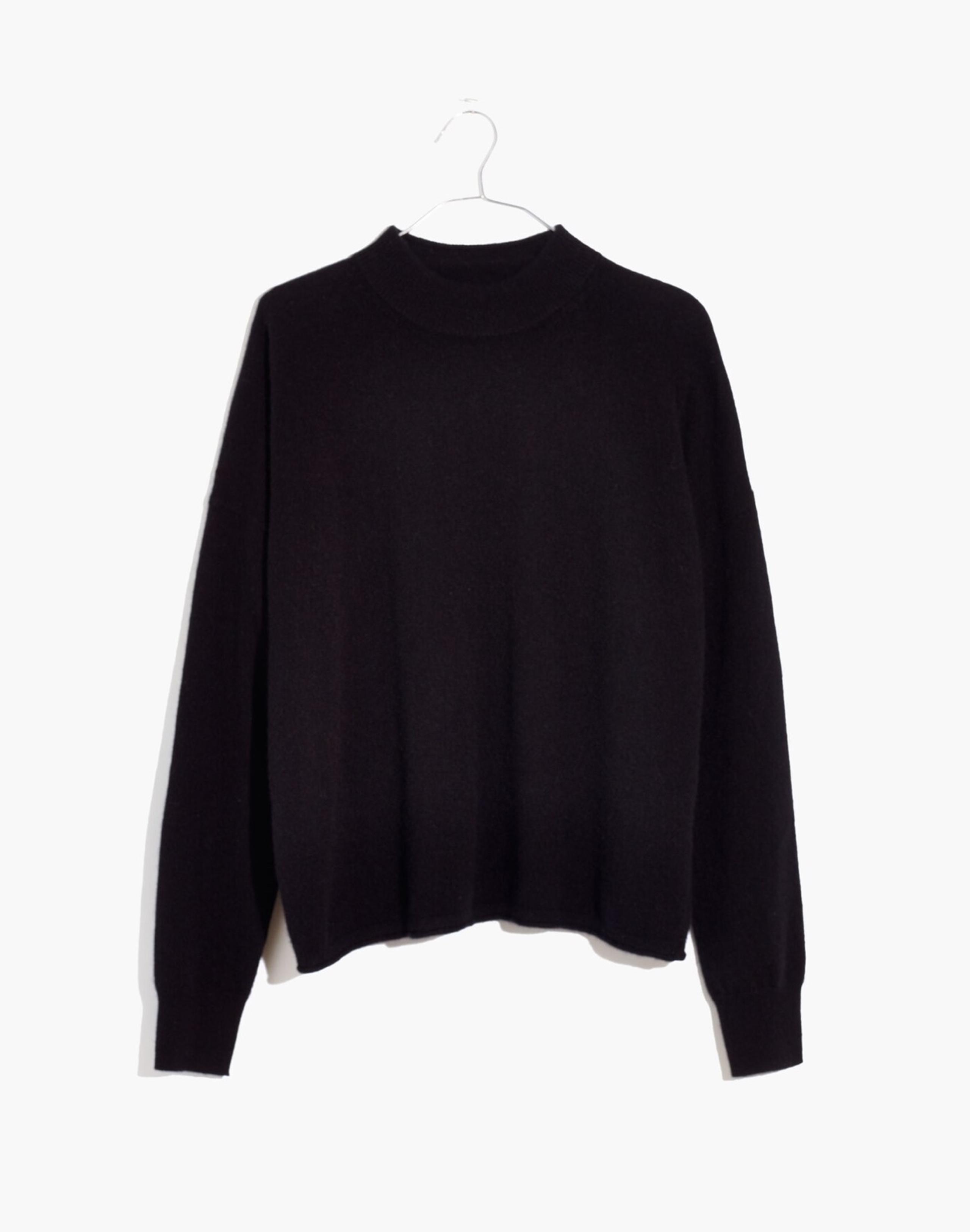 Madewell Mockneck Cashmere Sweater in Black