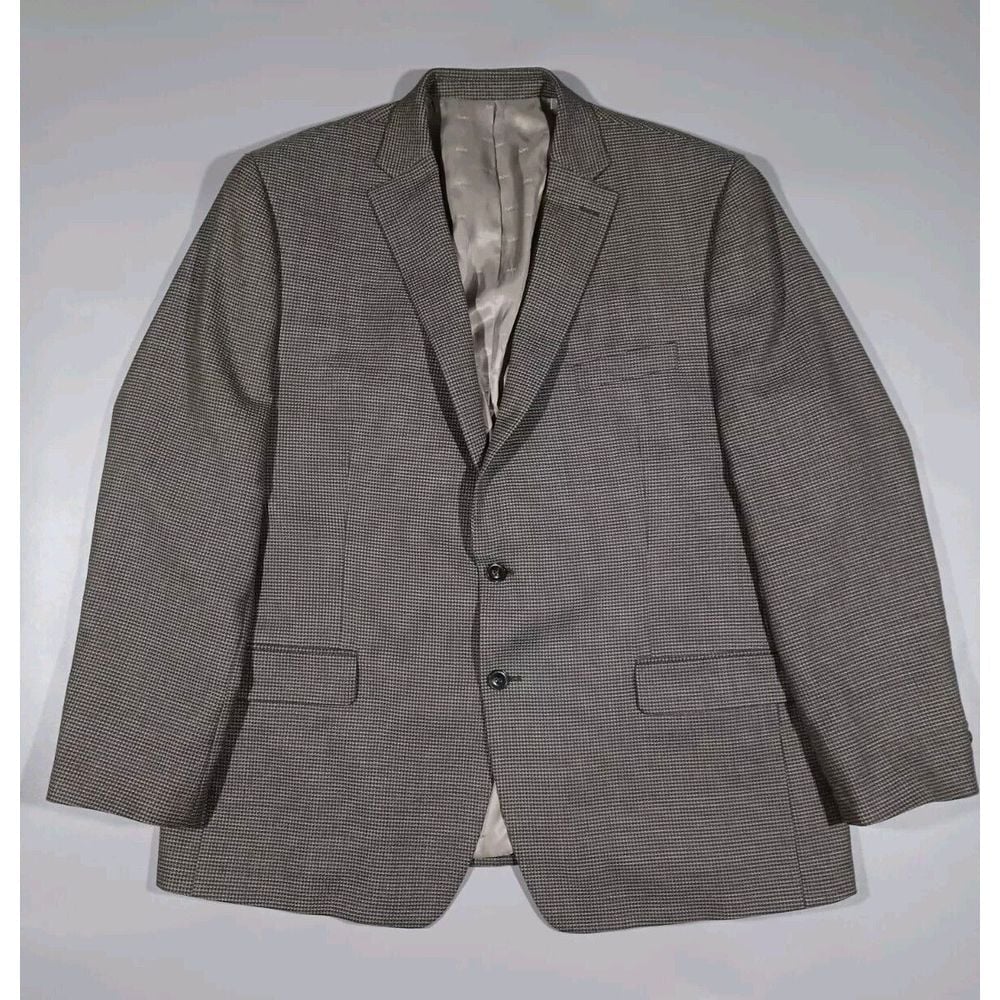 Michael Kors Blazer Mens 48L Brown Houndstooth Two Button Jacket Coat