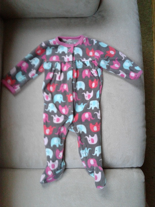 Carter's Fleece Footie Pajamas Khaki MintGreen Pink Elephant Design Bows Size 6M Carter's Fleece Footie Pajamas Khaki MintGreen Pink Elephant Design Bows Size 6M