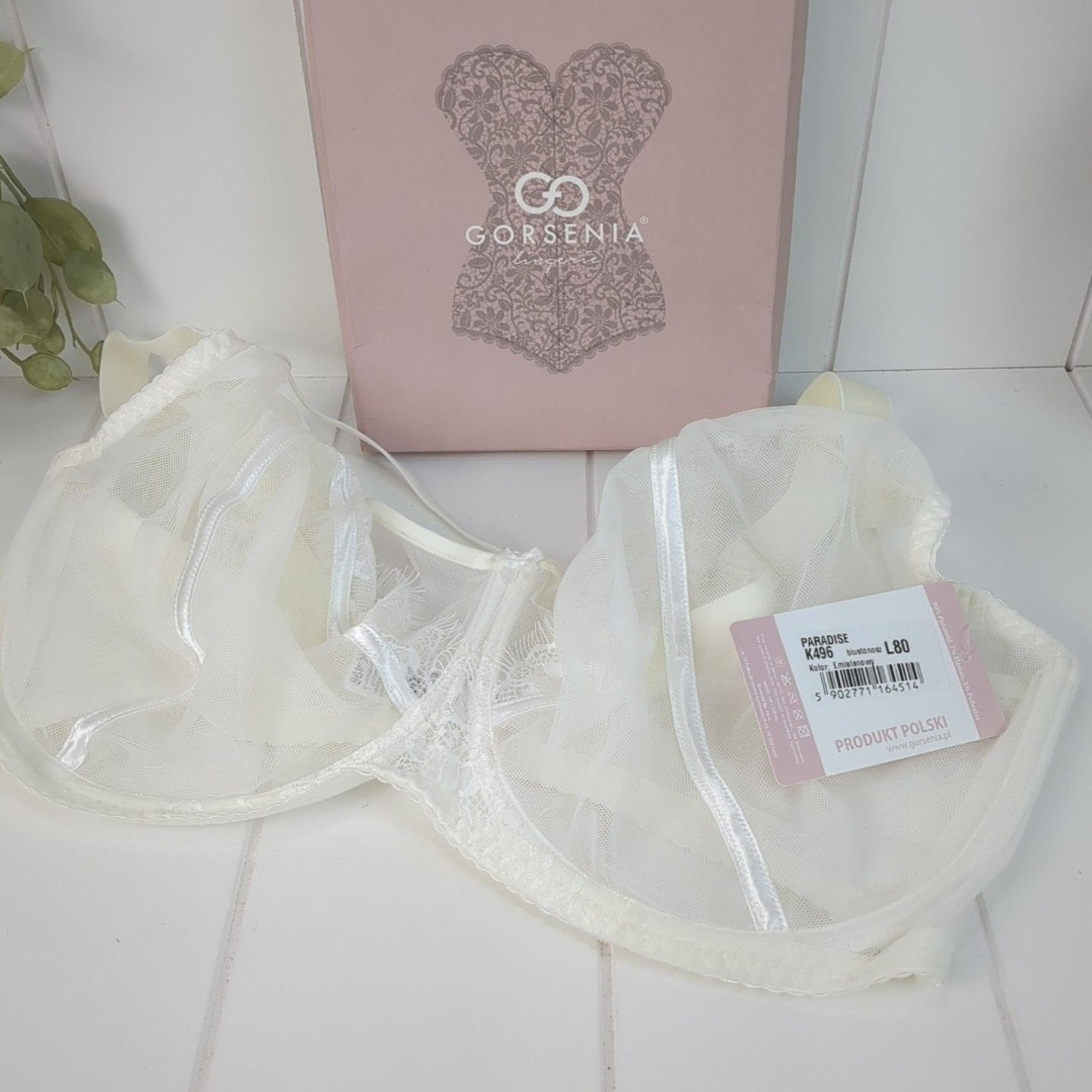 GORSENIA K496 Paradise Bra Soft Lace Underwire Plus Size Non-Padded Ecru Size 36