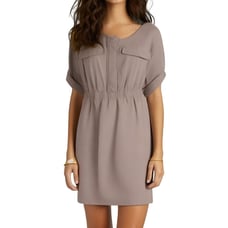 Amanda Uprichard Women's 100% Silk Mini Shirt Dress Mauve Gray Size P