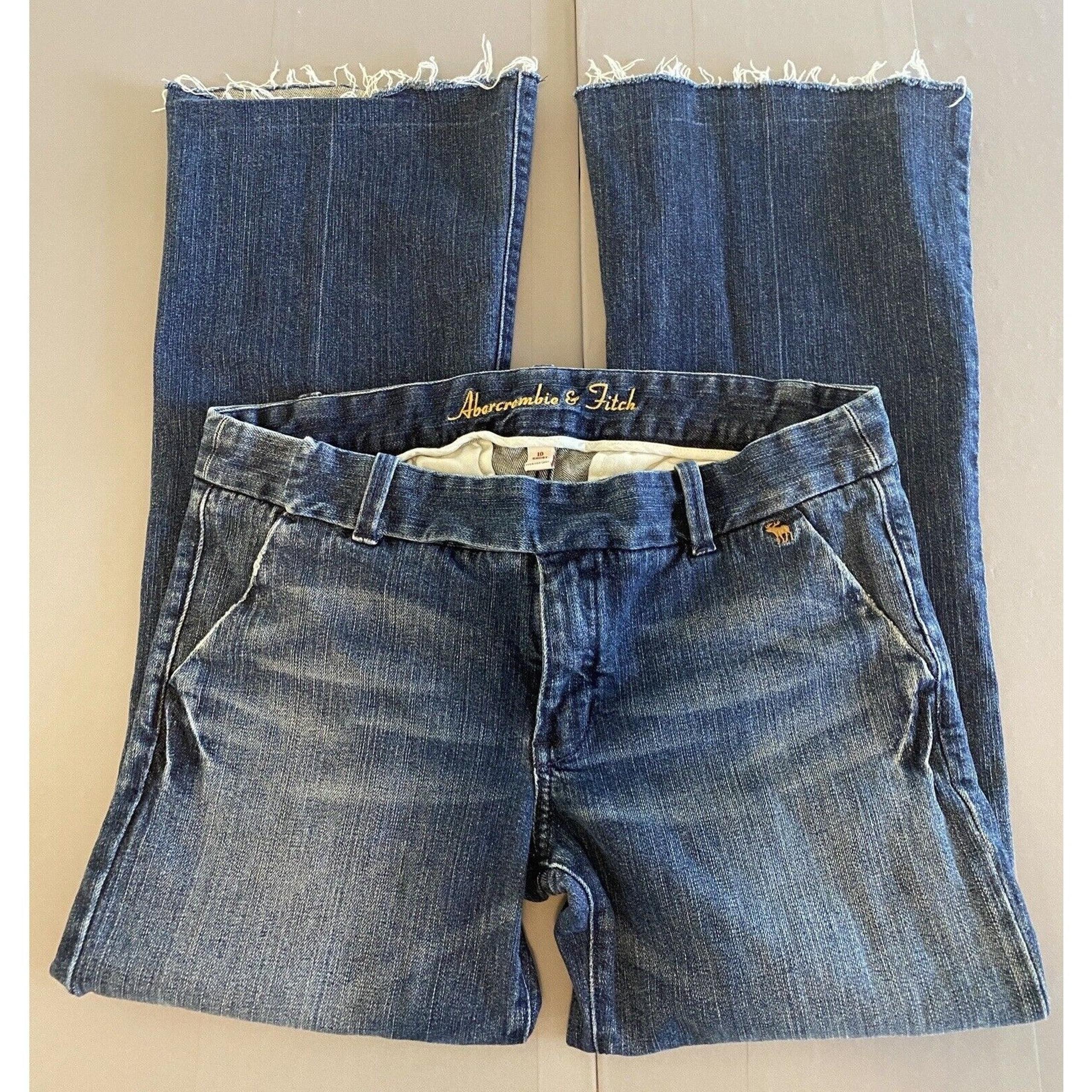 Abercrombie & Fitch Jeans Women’s Size 10 Wide Flare Distressed Dark Blue Wash