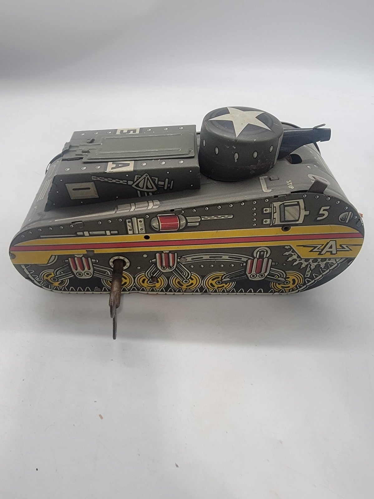 Vintage 1940's Marx Tin Litho Wind Up Sparkling Doughboy Army Tank Toy W/Box USA