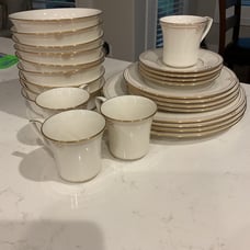 Noritake Satin Gown 4-4 piece place settings plus 9 dessert dishes