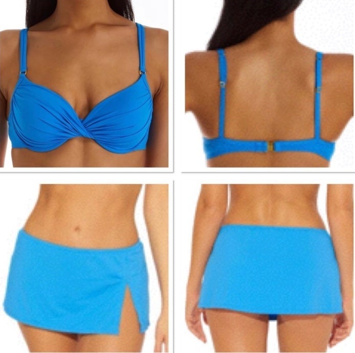 Bleu Rod Beattie Solid Twist Bikini Swim Top and Skirted Bottom Size 14