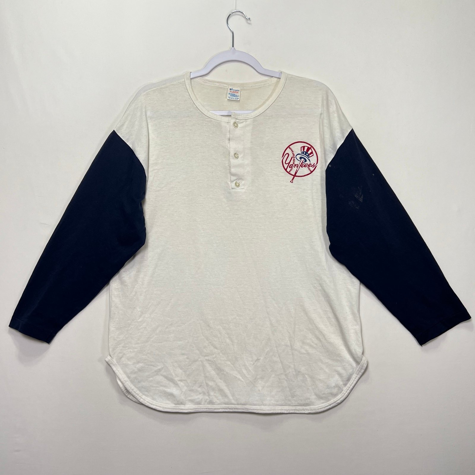 Vintage 80s Champion Sportswear Baseball New York Yankees Raglan Tee Men’s XL