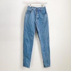 Paris Sport Club Vintage Striped high waisted Skinny Button Fly Denim Jeans Sz 5