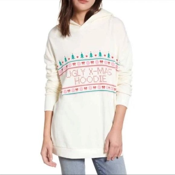 Wildfox Ugly X-Mas Hoodie Graphic Sweatshirt Top New With Tags Size Small