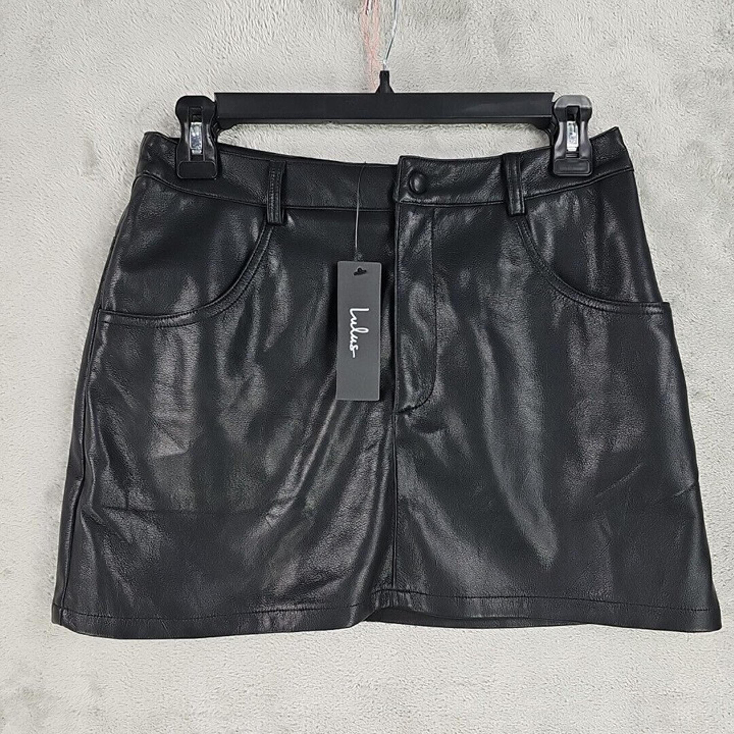 Lulus Faux Leather Mini Skirt Womens Size S Black Grunge Moto Party Lined NWT