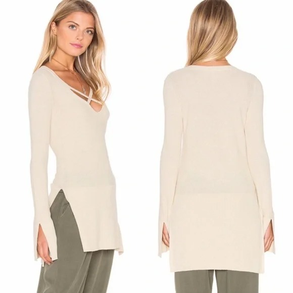 Free People Criss Cross Sweater Tunic in Ivory