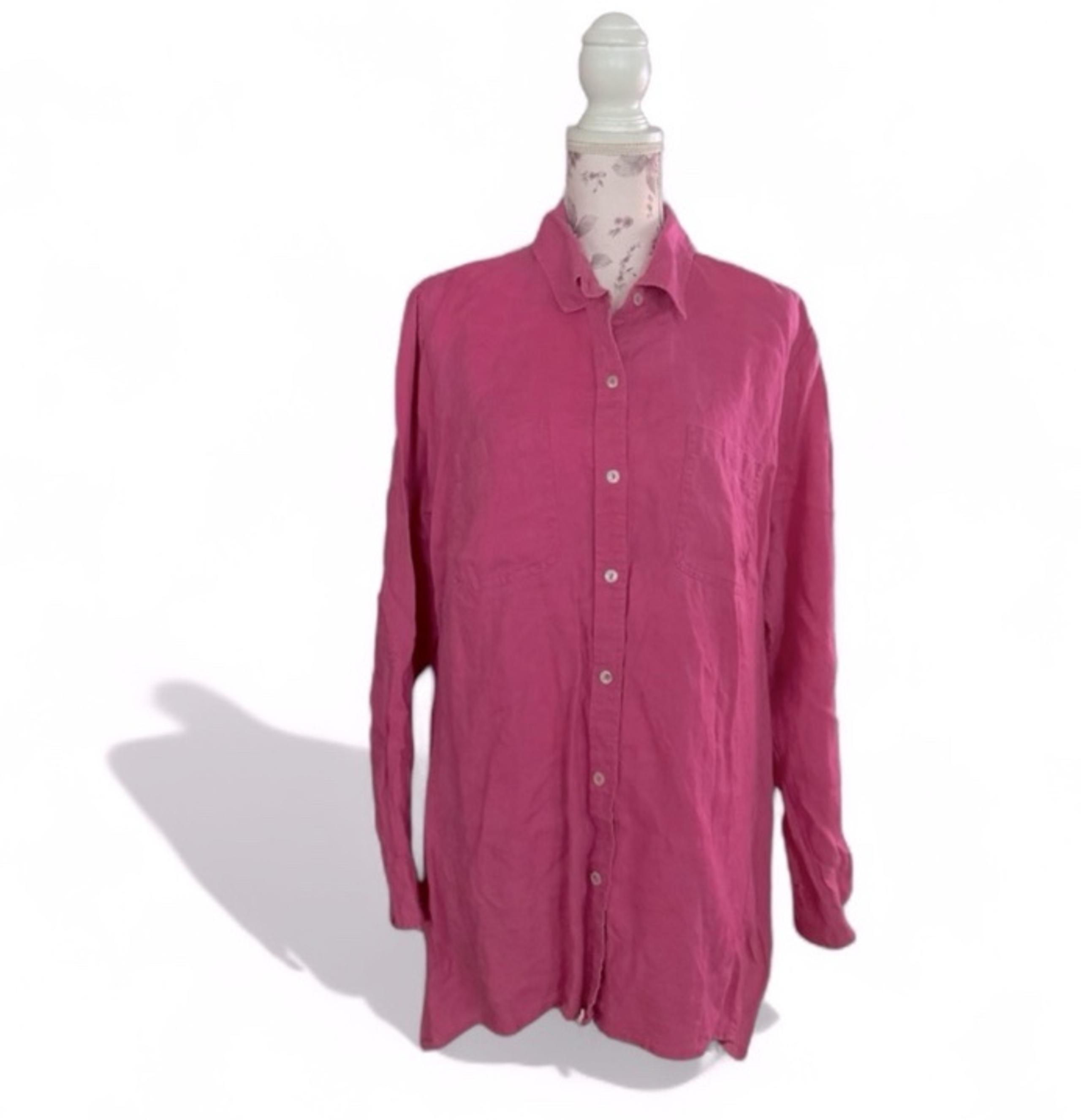 Jones New York Linen Signature Collection Button Down Shirt