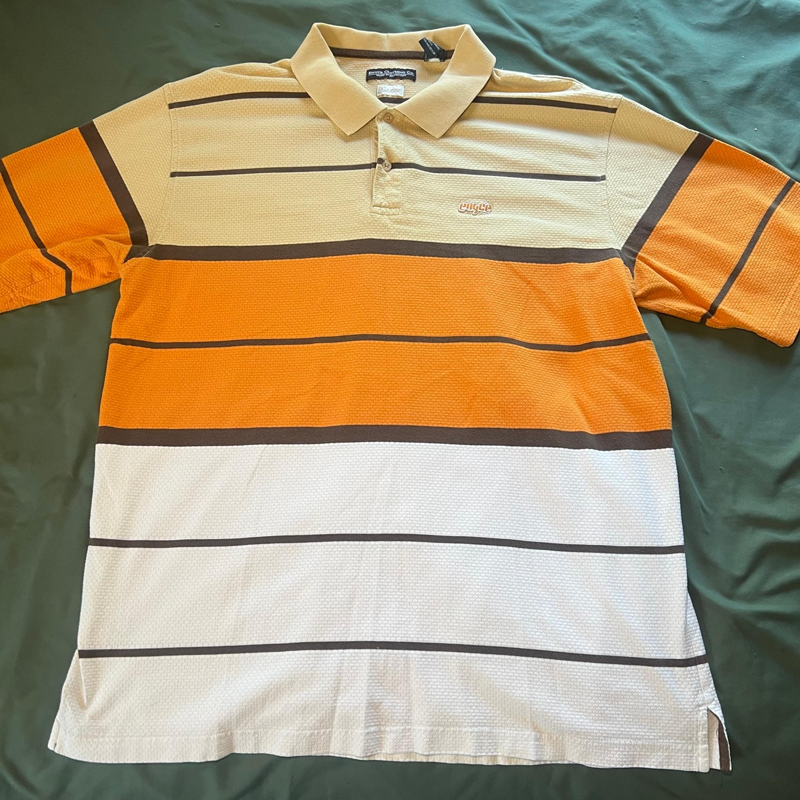 VTG Enyce 90s Y2K Polo Shirt Mens XL Striped Short Sleeve Multicolor 100%Cotton