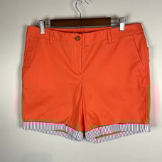NWT Talbots Relaxed Chino Shorts 7 Inseam Bright Orange / Pink Color Size 8