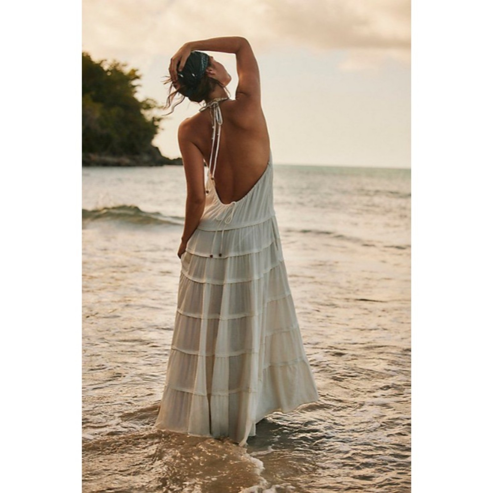 Free People Somewhere Sunny Drop-Waist Maxi Dress White Swan Nwot