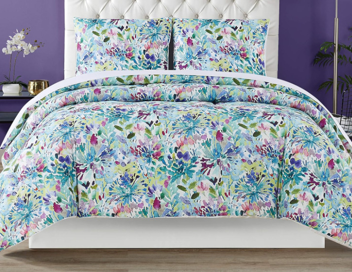 Christian Siriano NY Dahlia 3 Piece King Duvet Cover Set - Colorful Floral