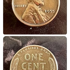 1955 wheat penny. With rare dye markings.