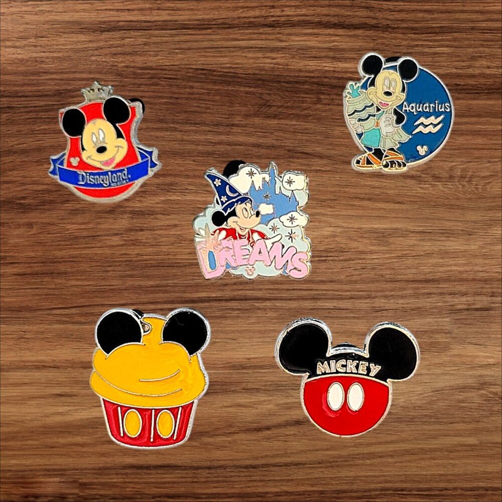 5 Mickey Mouse Disney Parks Trading Pins, Plus 2 Bonus Pins