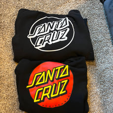 Two men’s Santa Cruz hoodies