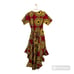Asymmetrical African Cotton Wrap Dress One Size Red and Gold Waterfall Ankara