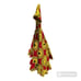 Asymmetrical African Cotton Wrap Dress One Size Red and Gold Waterfall Ankara