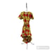 Asymmetrical African Cotton Wrap Dress One Size Red and Gold Waterfall Ankara